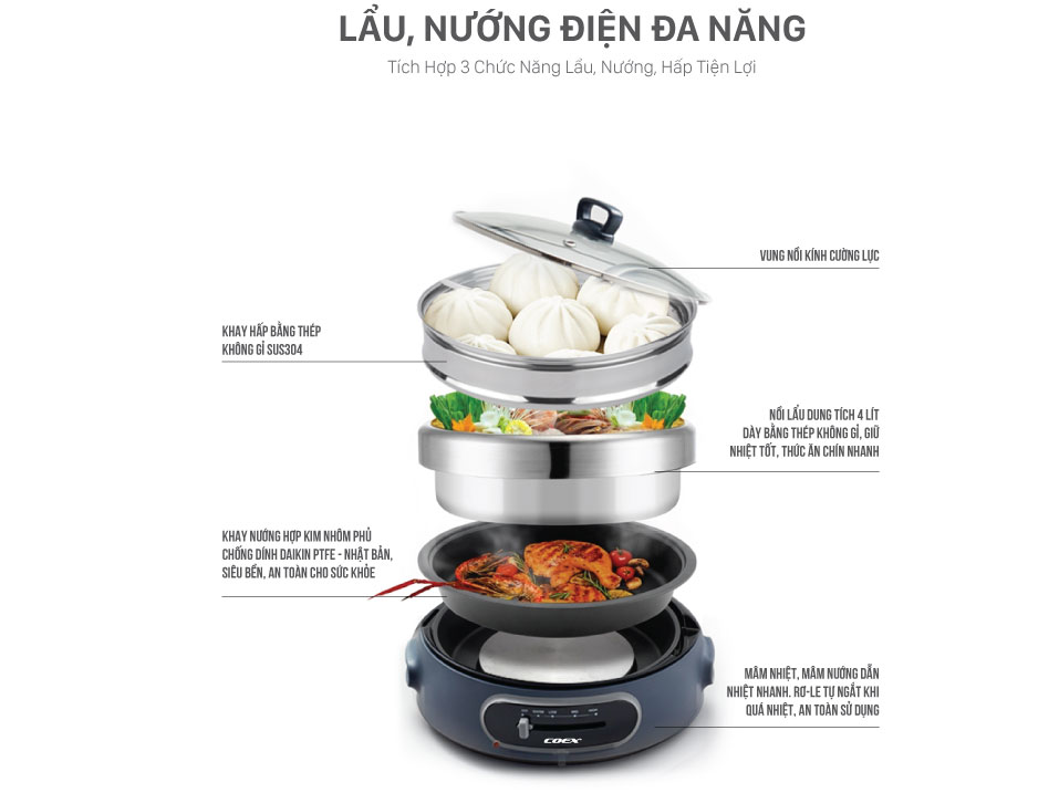 Lẩu nướng điện đa năng Coex CH-2115